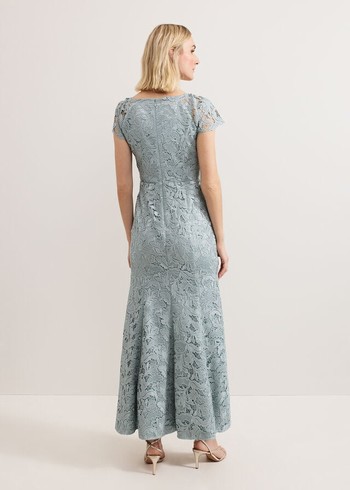 Phase Eight Phia Tux Lace Dress Blue Australia | HU9058246